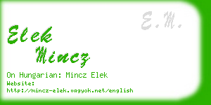 elek mincz business card